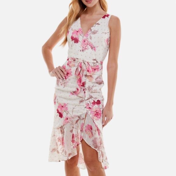 City Studio Party Pink Floral Sleeveless Midi Dress Sz 5 NWT - Picture 1 of 14